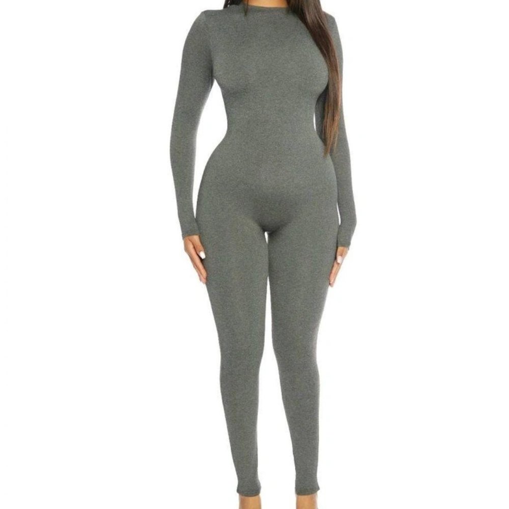 Naked Wardrobe The Nw All Body Jumpsuit Charcoal